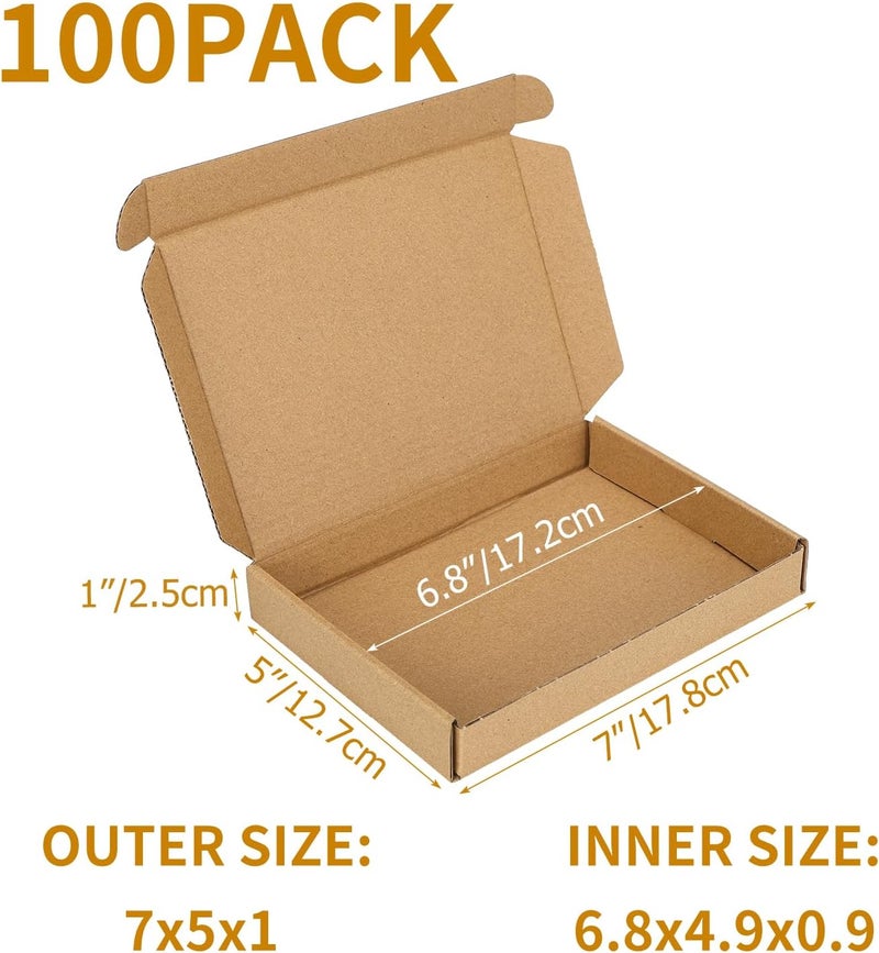 PHAREGE 7x5x1 Inch Shipping Boxes 100 Pack Brown, Tab Lock Tuck Top Mailer Boxes for Packaging Small Business, Cardboard Gift Boxes for Wrapping Mailing Present - Image 2